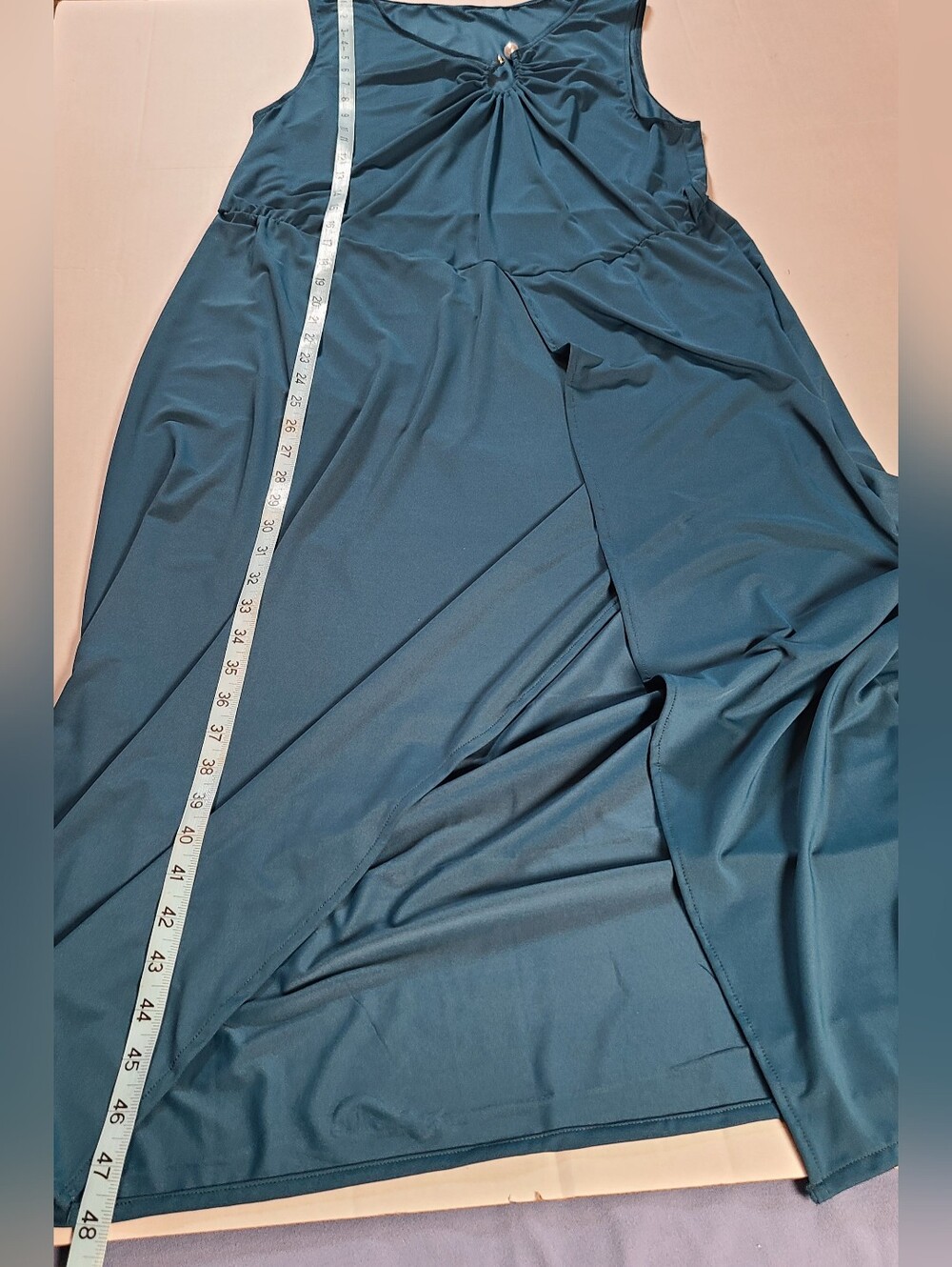Women Sleeveless Teal Beach Swimsuit  Coverup Dress UPF 50 with Front Keyhole L - Picture 11 of 12